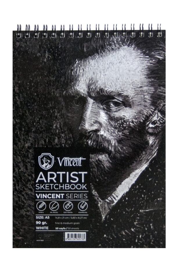 Vincent Artist Sketchbook - White, 90g, A5, 50 Sheets