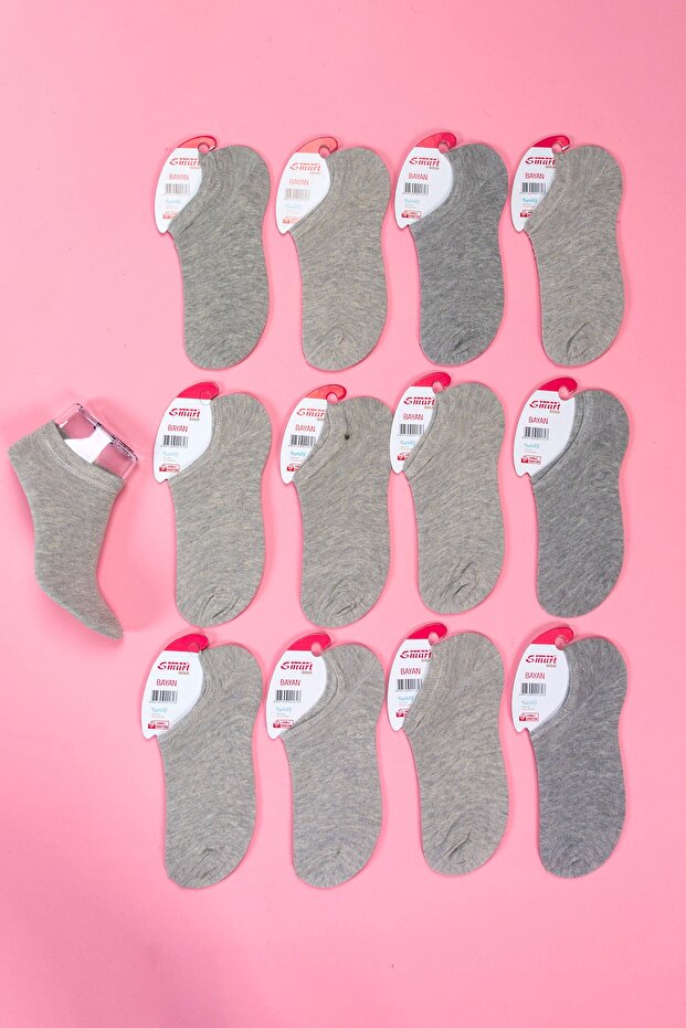 Pack of 12 Women's Cotton Summer Snekers Gray Socks