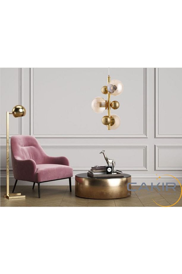 Salkım 3 Lü Gold (SARI) Kaplama Sarkıt Modern Avize - Çakır Avize - 5