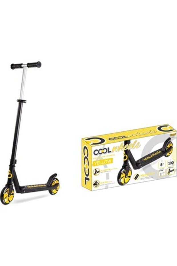Neon Yellow Folding 2 Wheel Giant Wheel Scooter