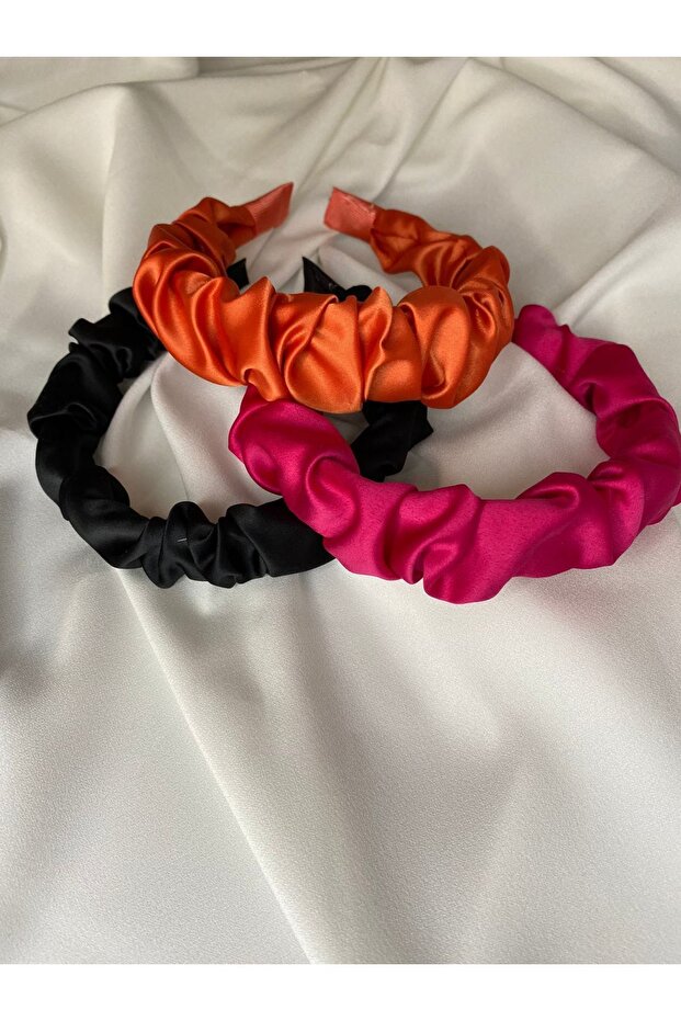 Women's 3-Piece Satin Gathered Crown Hair Band