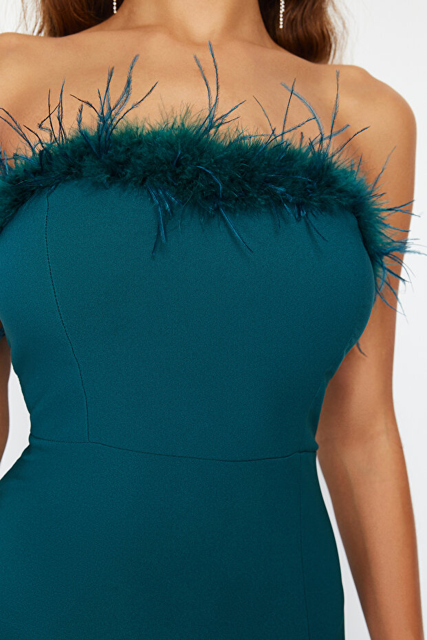 Smaragdově zelené tkané večerní šaty na tělo s Otrish TPRSS22AE0095 - 5