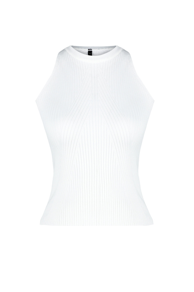 Ecrufarbene Neckholder-Basic-Strickbluse TWOSS24BZ00247 - 7