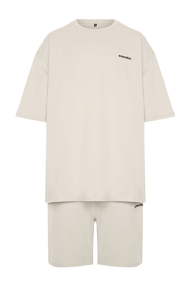Taş Eşofman Takımı Oversize Yazı Baskılı %100 Pamuklu TMNSS24EM00003 - 8