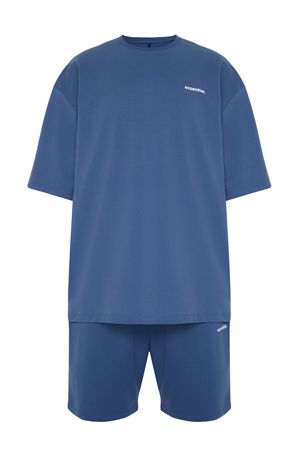 Indigo Eşofman Takımı Oversize Yazı Baskılı %100 Pamuklu TMNSS24EM00003 - 9