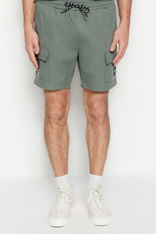 Haki Regular Fit Etiket Detaylı Şort TMNSS23SR00075 - 3
