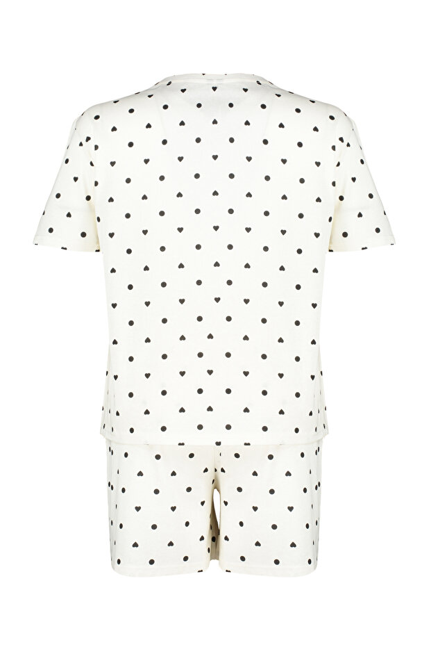 Beyaz Kalp Desenli Örme Pijama Takımı TBBSS24AI00025 - 8