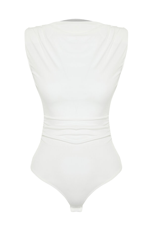 Bridal Beyaz Vücuda Oturan Çıtçıtlı Örme Body TPRSS24BD00012 - 7