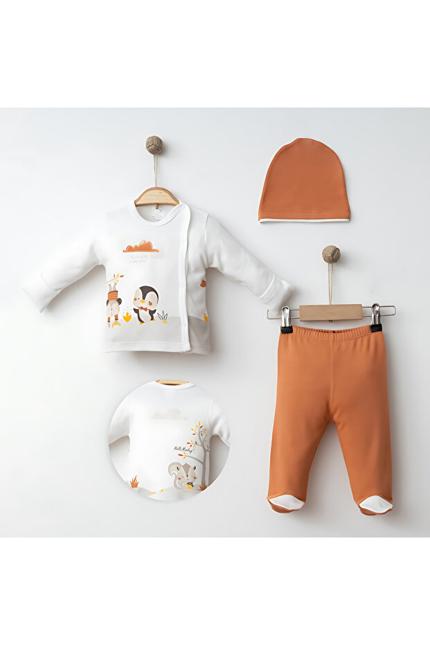 Baby 100% Cotton Long Sleeve 3-Piece Newborn Set 0-3 Months
