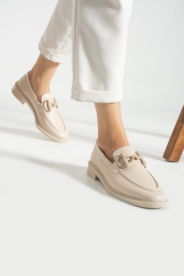 Beige Soft Women's Casual Daily Bone Buckle Masculine Shoes