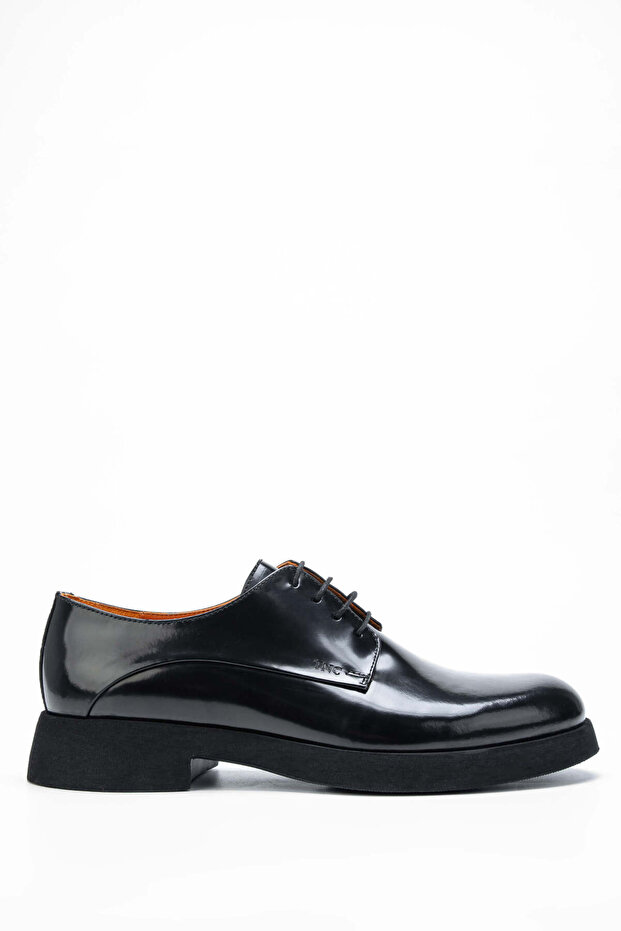 Men's Genuine Leather Black Opening Casual Shoes