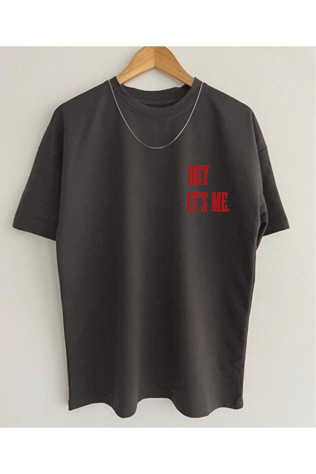 Hey It's Me Printed Oversize Black T-shirt