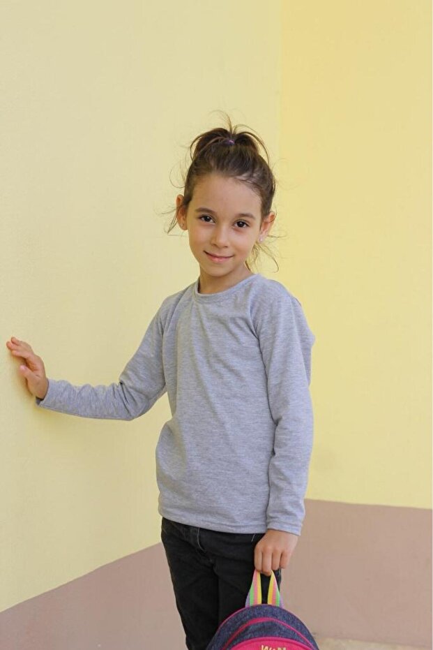 Unisex Crew Neck Basic Long Sleeve Children's T-shirt (4-13) Ages