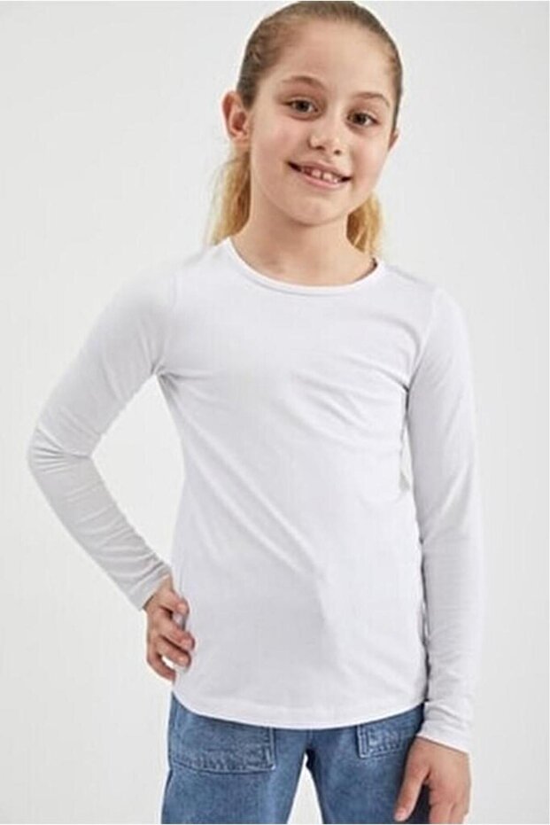 Unisex Crew Neck Basic Long Sleeve Children's T-shirt (4-13) Ages
