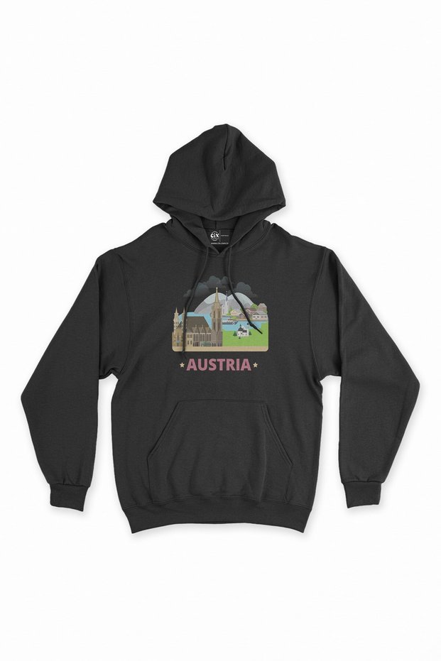 Austria Black Hooded Sweatshirt Hoodie
