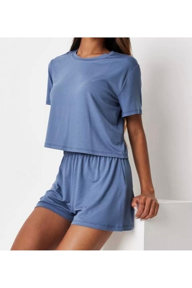 T-Shirt Şort Örme Pijama Takımı - 3