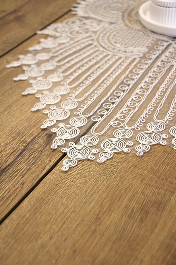 Dantel Örme  Detay Masa Runner Fiskos Örtüsü 110x35 cm 05-Sivridntl - 3