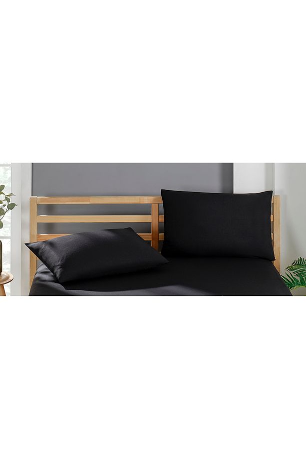 2 Adet Pamuklu Yastık Kılıfı 50 X 70 Cm Siyah - 1