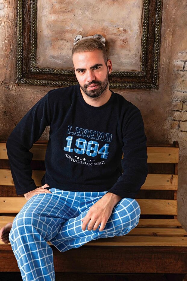 Men's Crew Neck Fleece Pajamas Tracksuit Set