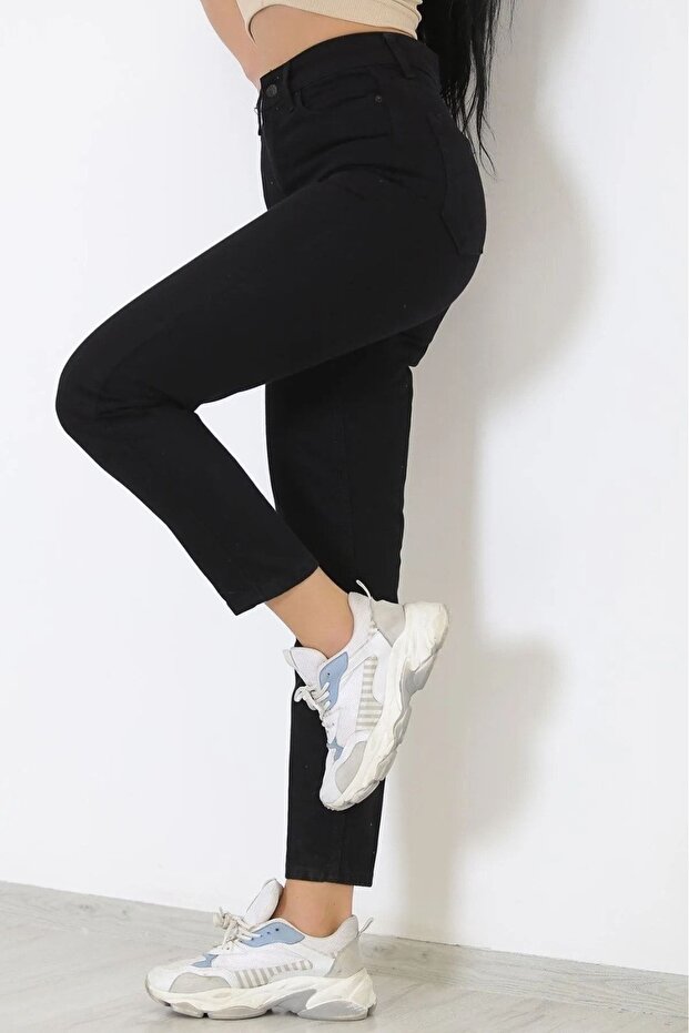 Penolope Women Leo Black 2132 High Waist Mom Jean Black