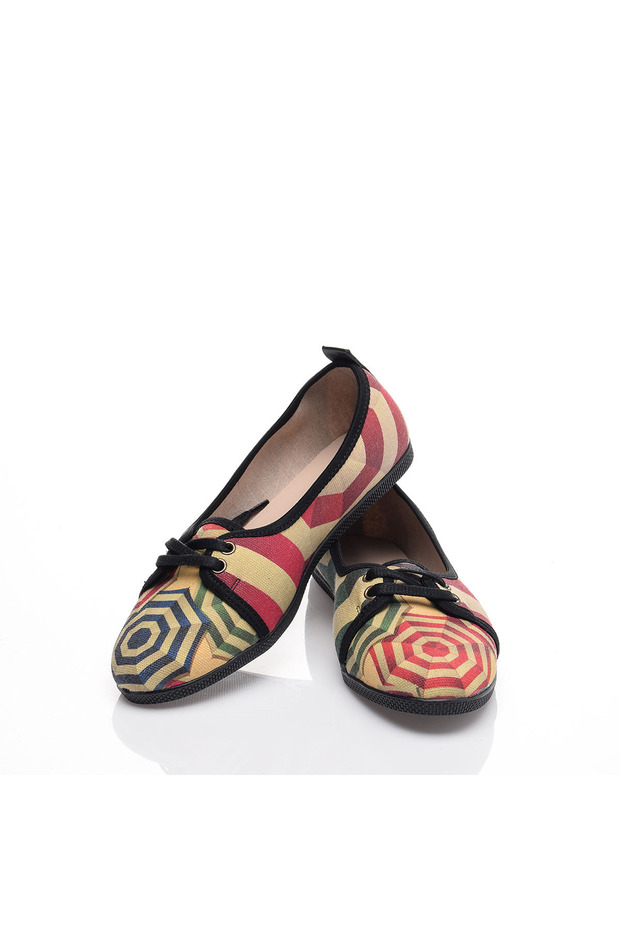 Printed Colorful Linen Women's Ballerinas