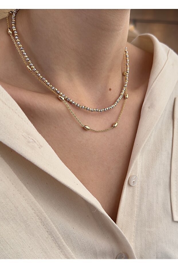 2-Piece women's chain gold silver doreli necklace