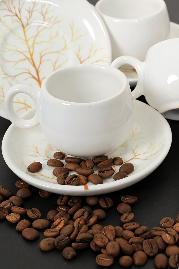 Coffee Cup Set for 6 Persons Handmade Turkish Coffee Cup Lux Ceramic 90 ml