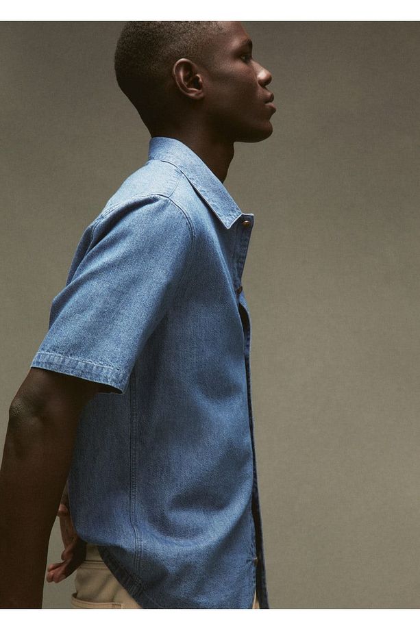 %100 pamuklu chambray gömlek - 5