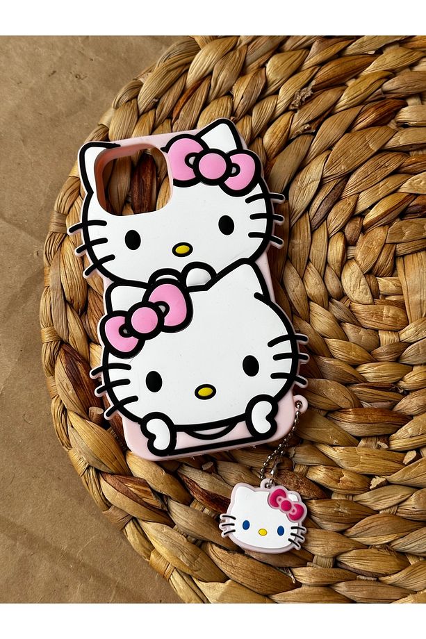 Iphone 14 Pro Max Uyumlu Hello Kitty Desenli Yumuşak Hamur Silikon Lüks Kılıf Kapak - 3