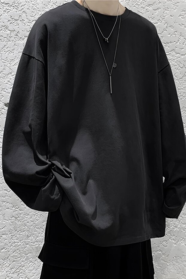 Siyah Oversize Sweatshirt - 1