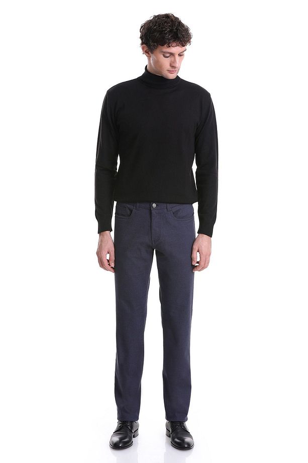Lacivert Regular Fit Düz 5 Cep Pamuklu Kot Pantolon - 4