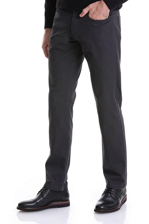 Antrasit Regular Fit Düz 5 Cep Pamuklu Kot Pantolon - 3