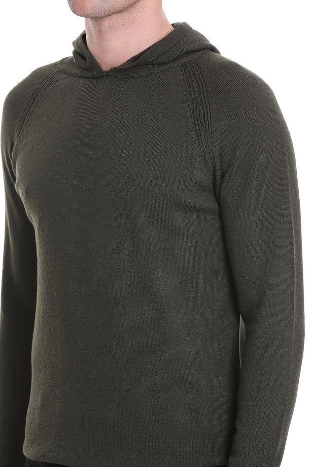 Haki Regular Fit Jakarlı Kapüşonlu Triko Kazak - 5