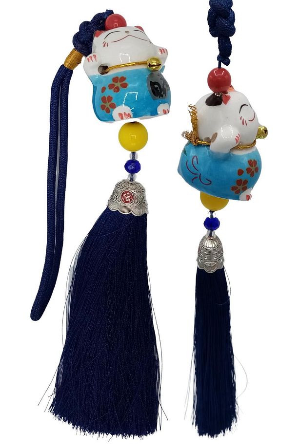 Feng Shui Maneki Neko Şans Kedisi Mavi No.1 - 5