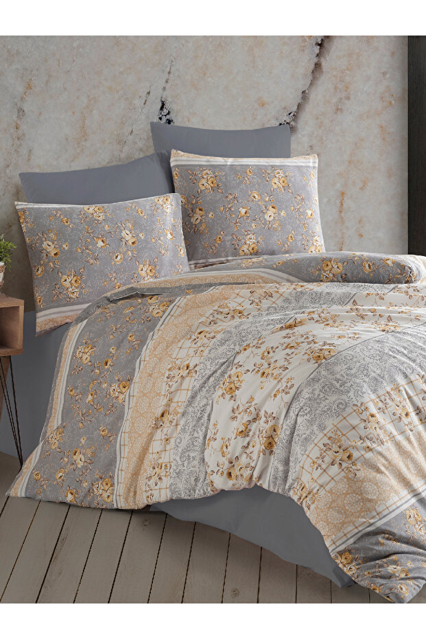 Özge Double Duvet Cover Set with Elastic Sheets | Duvet Cover Set | Dowry Bedding Set |