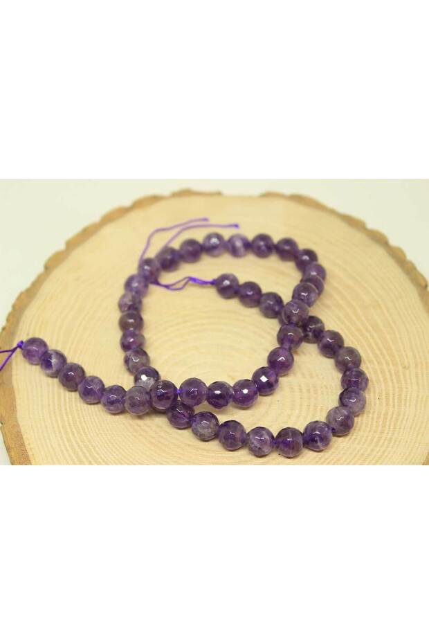 Quarter String (9cm long!)Amethyst Stone Vivid Color Facet Cut Quarter String 8mm
