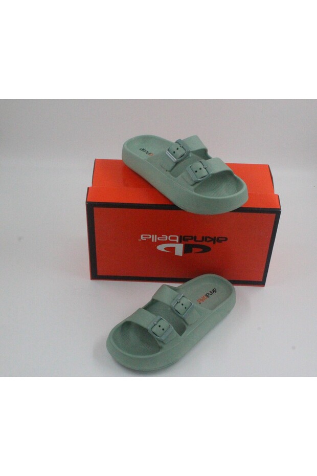 Akınal Bella Women's Double Buckle Platform Sole Eva Summer Slippers