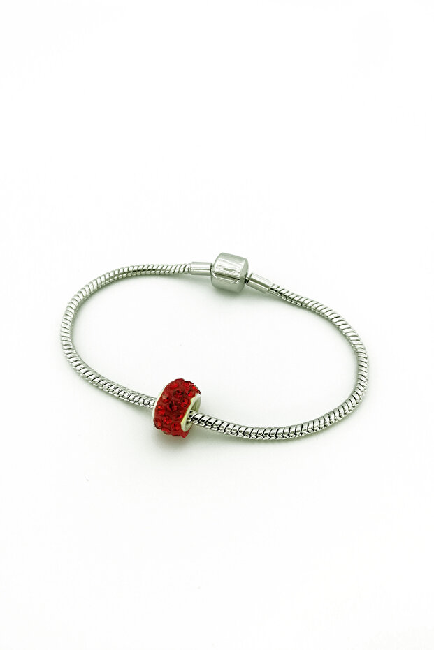 Kırmızı Mini Kristal Çelik Charm - 2