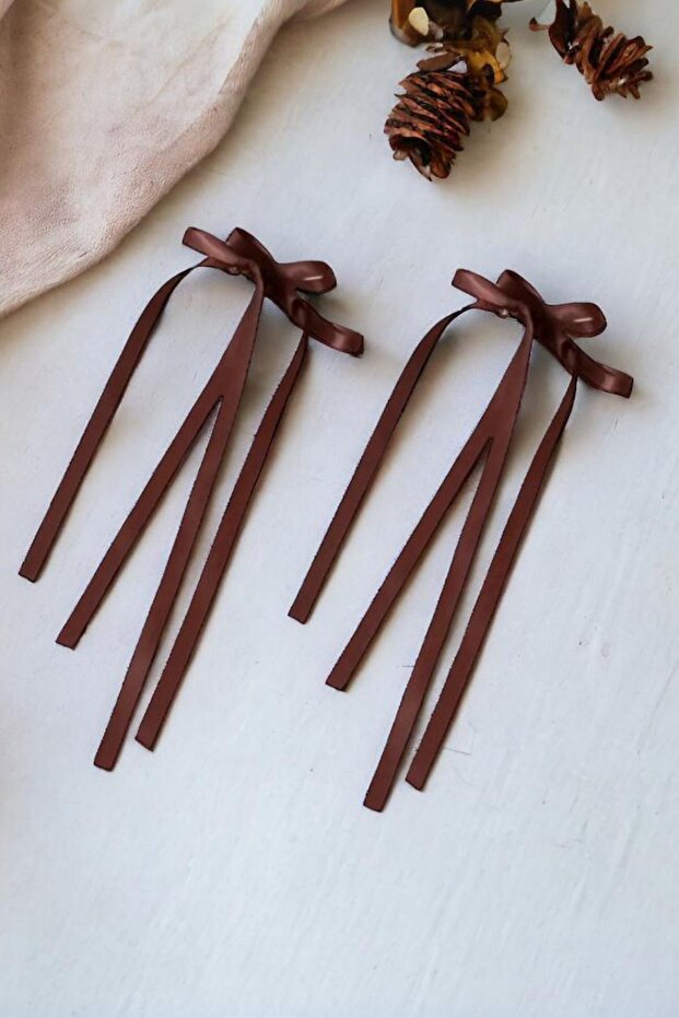 Women's 2-Piece Brown Collet Buckle Double Bow