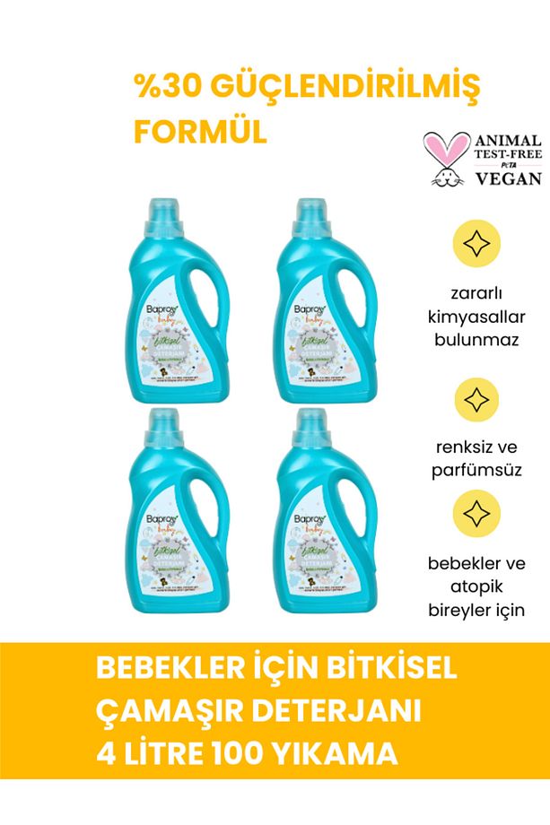 Bebekler Için Bitkisel Çamaşır Deterjanı Toplam 4 Litre %30 Güçlendirilmiş Formül - 1