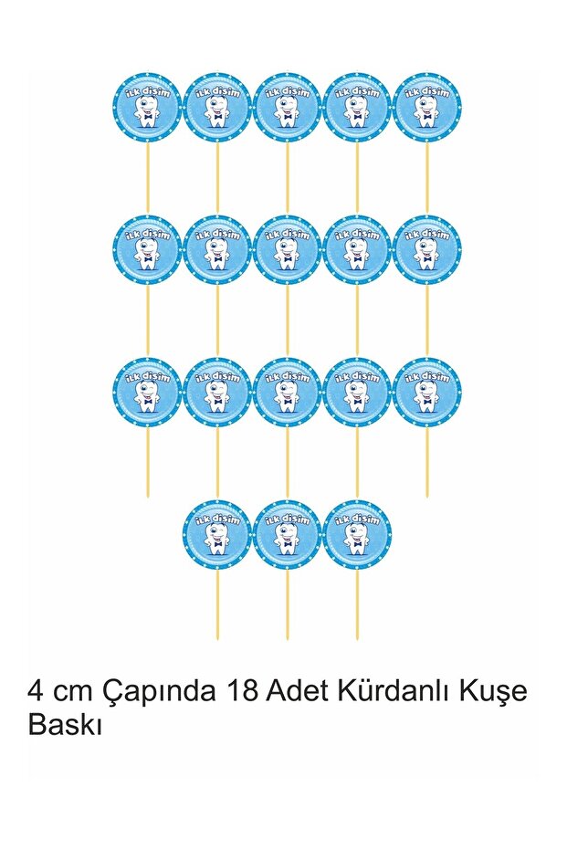 My First Tooth 18 Pieces Blue Male Tooth Wheat Toothpick Cupcake Cake Decoration Decoration Thick Paper