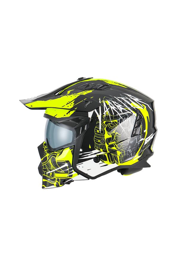 X1-X SEUL ÇENE ÇIKARILIR MATT WARRİOR BLACK YELLOW WHİTE MODÜLER MOTOSİKLET KASK - 1