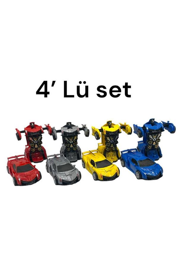 Transformers Robot 1:32 Kendinden Robota Dönüşebilen Araba - Çek Bırak Robota 4'Lü Set - 1
