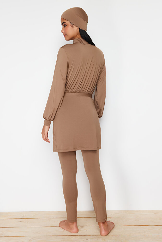 Mink Gather részletes strandruházat, teljes borítású, 4 részes fürdőruha szett TCTSS24CF00001 - 6