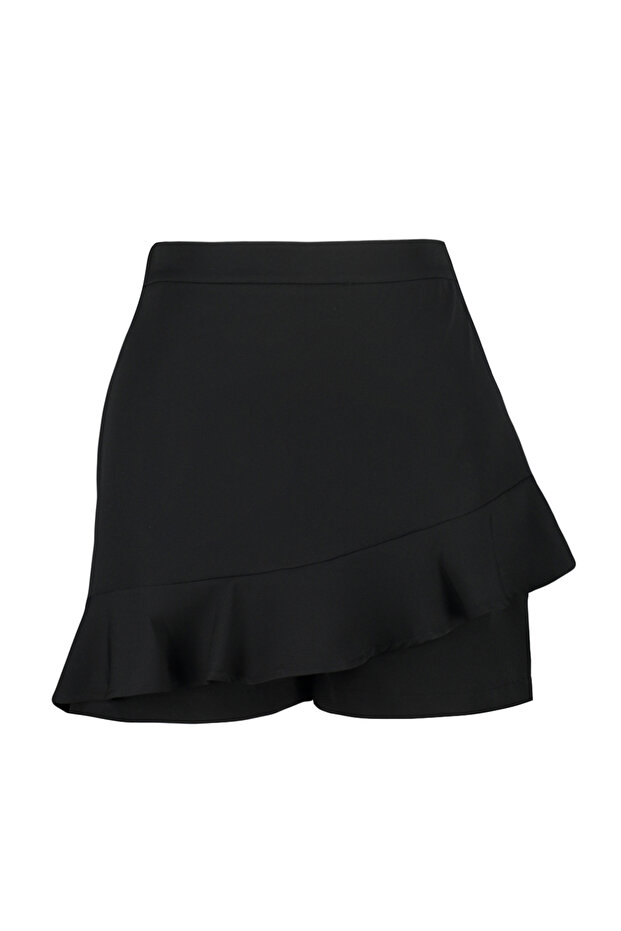 Siyah Yüksek Bel Wide Leg Şort-Etek TBBSS24AP00018 - 7