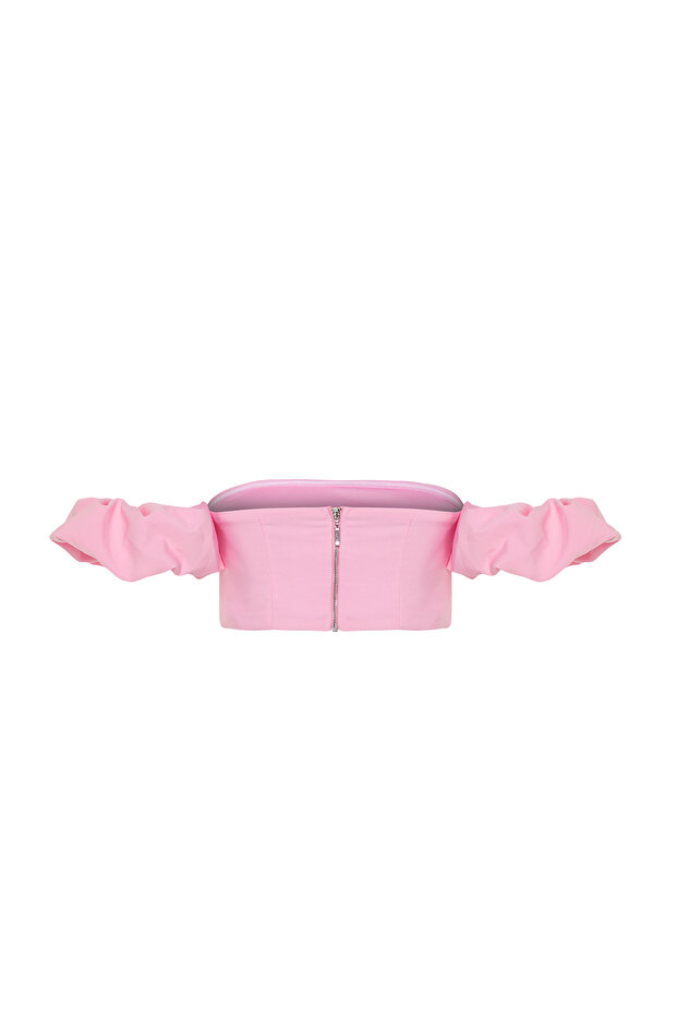 Pembe Crop Dokuma Büstiyer TPRSS24BS00020 - 8