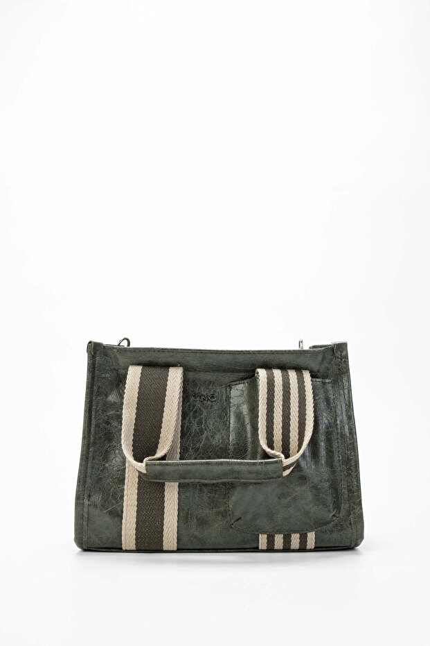 Women's Vegan Khaki Patent Leather Shoulder Bag