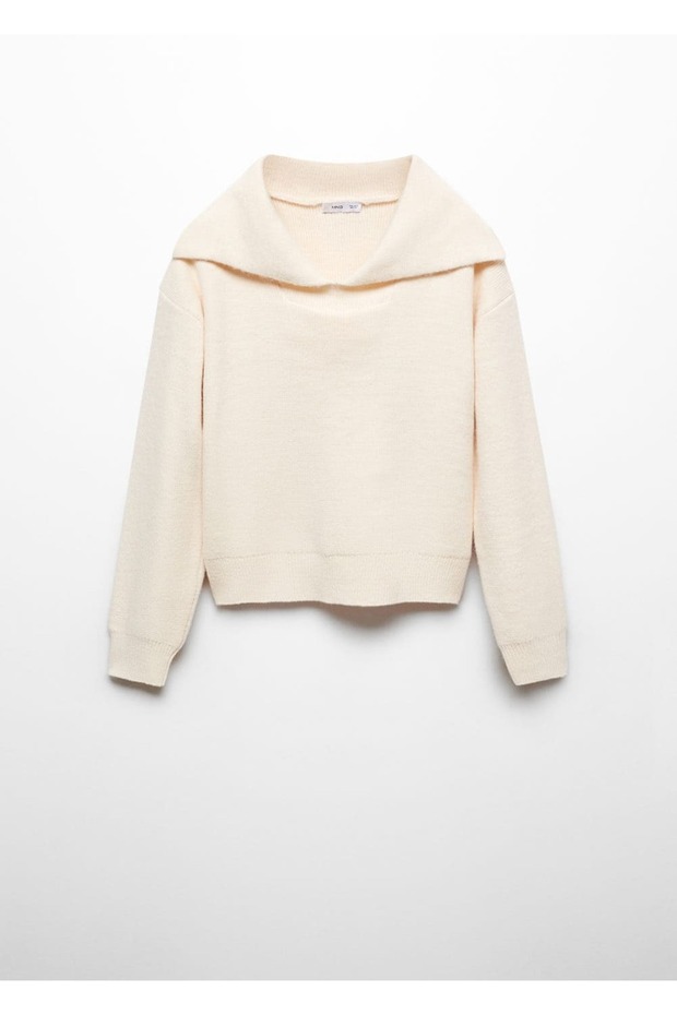 Açık yakalı örgü kazak - 3