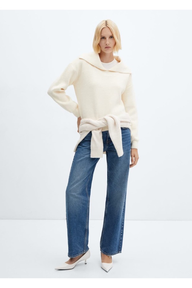 Açık yakalı örgü kazak - 2