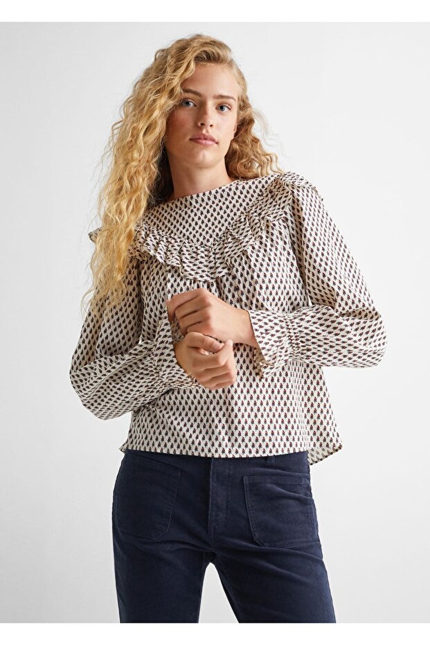 Ruffle Patterned Blouse - 1